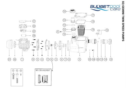 Gemini Twin Speed Pumps Spare Parts 28-29 | Pcb Replacement Kit - 1.0Hp 14Uf 11040046