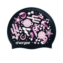 Load image into Gallery viewer, Vorgee Miss Glamour Silicone Swim Cap | Chic Designs | Kids &amp; Teens