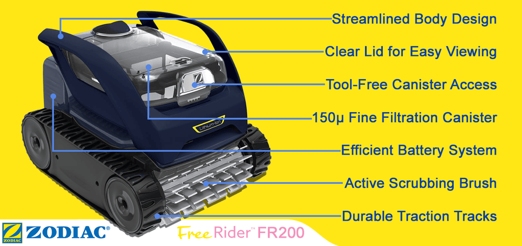 Zodiac Freerider™ FR200 - Cordless Robotic Pool Cleaner Floor and Walls