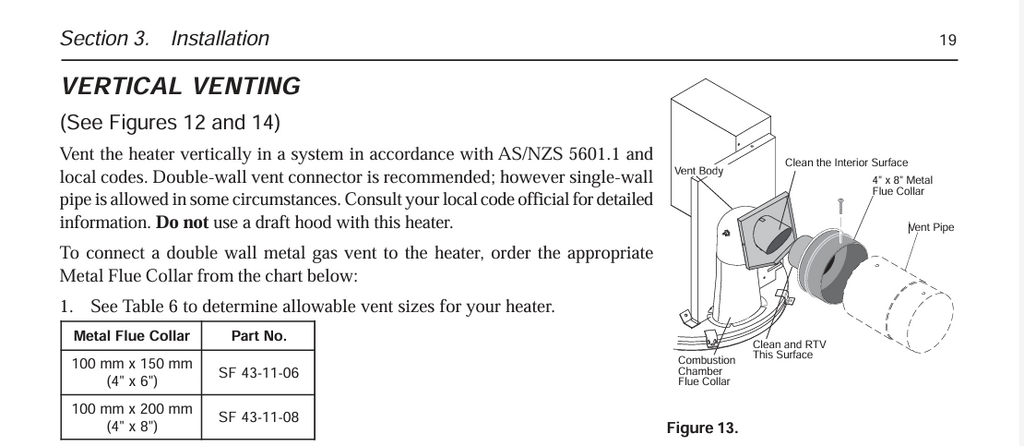 4in to 8in Flue Adaptor - Pentair mastertemp 200, 300, 400