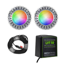 Load image into Gallery viewer, Spa Electrics Atom EMF Kit 2 x Multi PLUS Colour LED Light + Transformer + 20m Cable