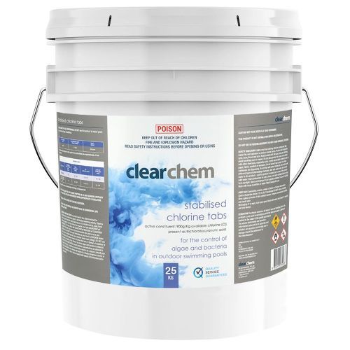 Clearchem stabilised chlorine tablets 25kg bucket