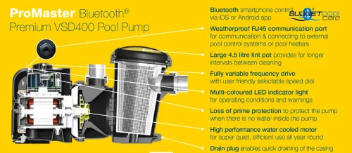 Davey Promaster® Premium Variable Speed Drive Pm400Bt (Vsd400) Pool Pump With Bluetooth Pumps