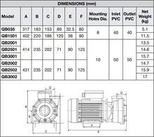 Load image into Gallery viewer, Davey QB035 Spa Circulation Filtration Pump - .25kW or 1/3HP