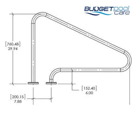 S.R. Smith Deck Mounted Stair Rail - Flange / Single - Budget Pool Care