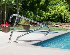 S.r. Smith Meridian Deck Mounted Stair Rail- Flanged (Single) - Pool Rail Rails
