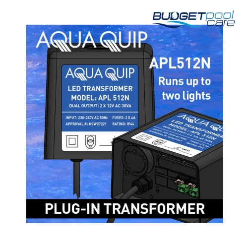 TRANSFORMER AQUAQUIP 12V 2 x 50VA - Budget Pool Care